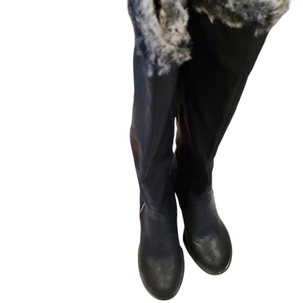 Black and Grey with fux fur Boots